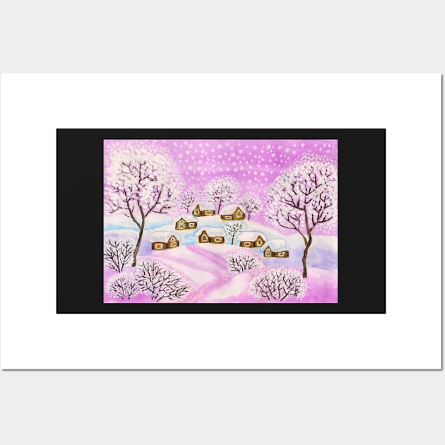 Winter landscape on purple Wall Art by IrinaAfonskaya